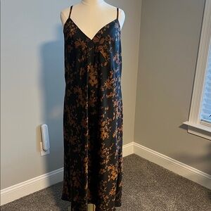 a new day Black and Brown/Gold Floral Maxi Slip Dress